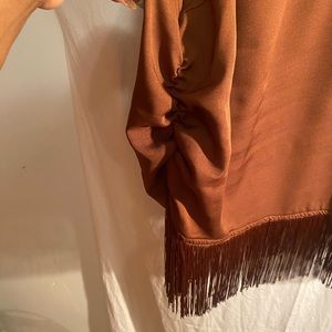 PrettyLittleThings Sexy Brown Fringed Mini Dress Size 14